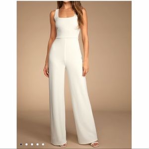 Lulu's Enticing Endeavors White Jumpsuit